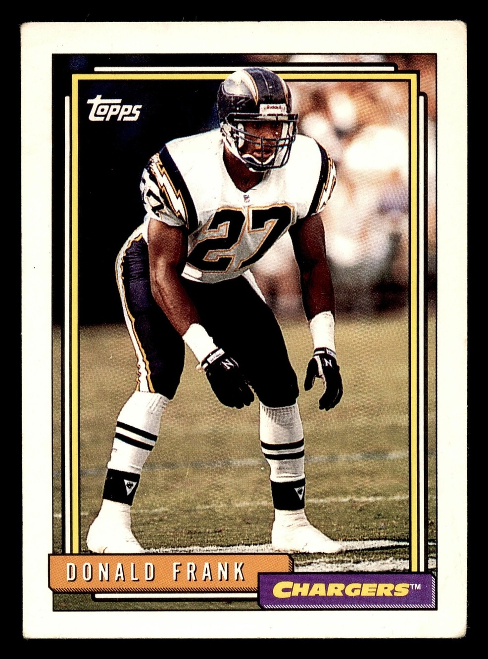 1992 Topps #649 Donald Frank Rookie Football Card Chargers